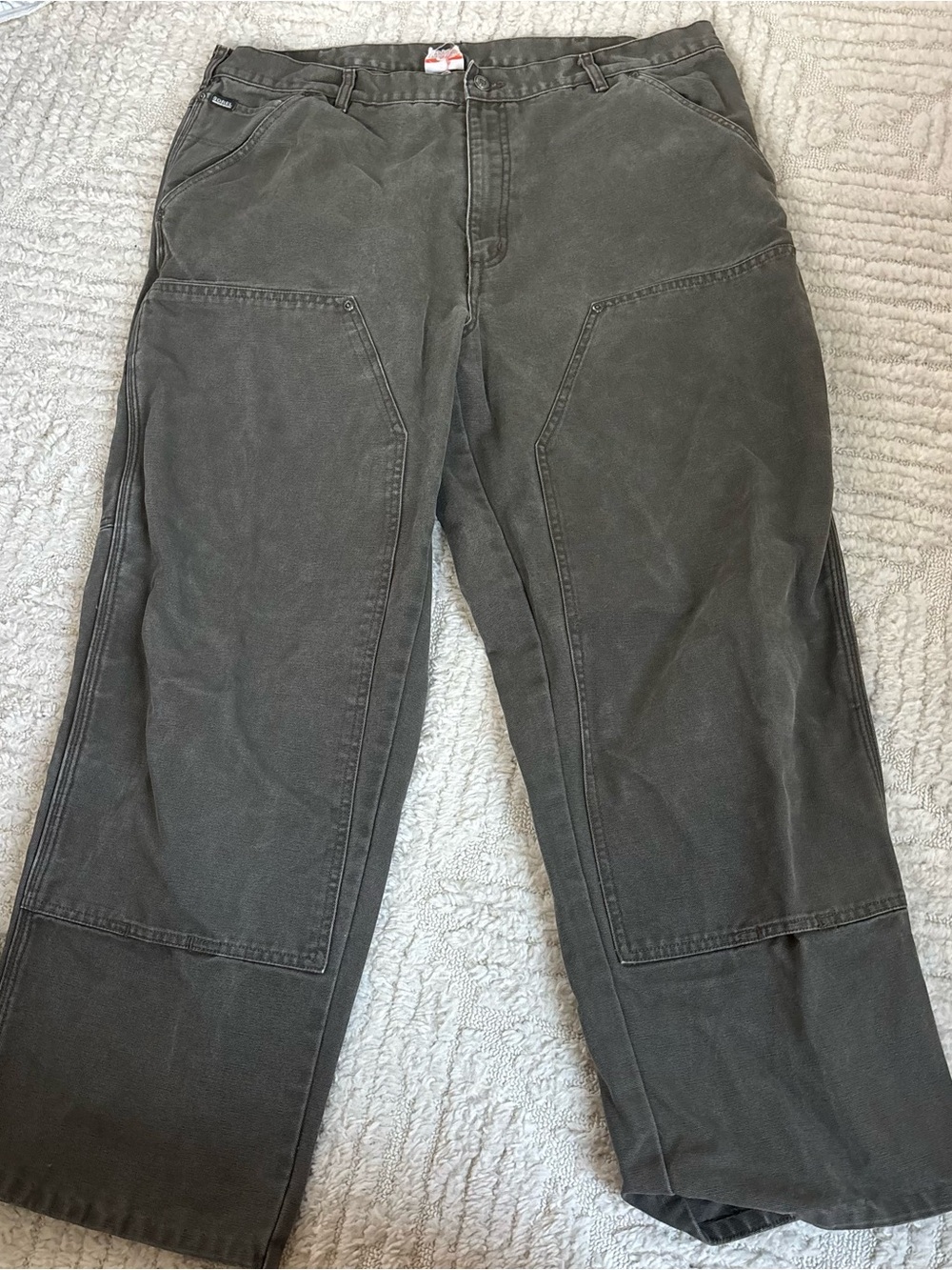 Vintage Men's double knee Olive Green Cargo Work Pants